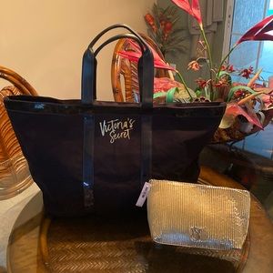 Victoria secret tote and cosmetic bag
